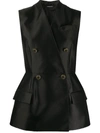 Givenchy Double-breasted Wool And Silk-blend Satin Vest In Black