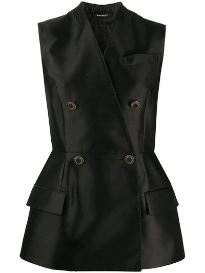 Givenchy Double-breasted Wool And Silk-blend Satin Waistcoat In Black