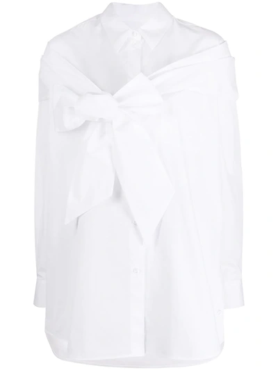 Simone Rocha Bow Detail Poplin Button-up Shirt In White