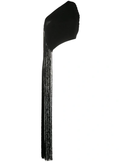 Helmut Lang One-shoulder Braided Fringed Ribbed-knit Top In Black