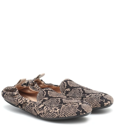 Gianvito Rossi Snake-print Leather Loafers In Mousse