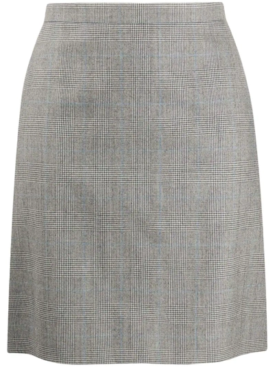 Alexander Mcqueen Checked Wool And Cashmere Miniskirt In Grey