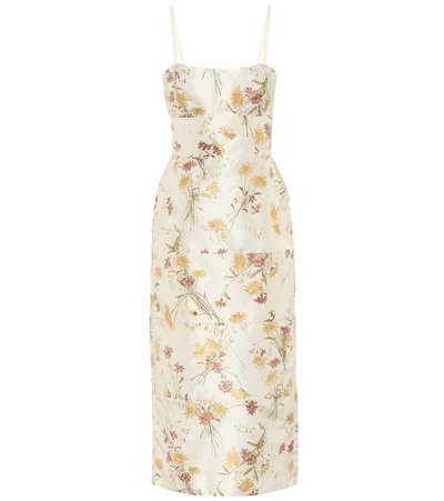 Brock Collection Rachele Floral Silk Midi Dress In White