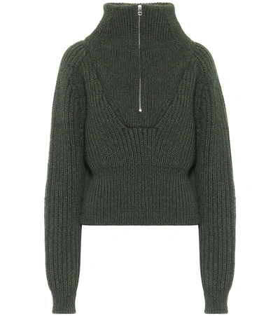 Jacquemus La Maille Olive Wool-blend Sweater In Green