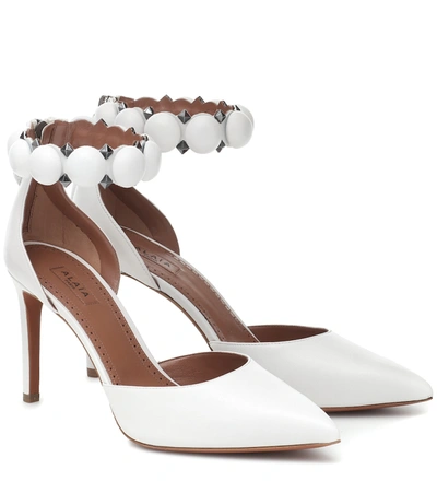 Alaïa Bombe 90 Leather Sandals In White