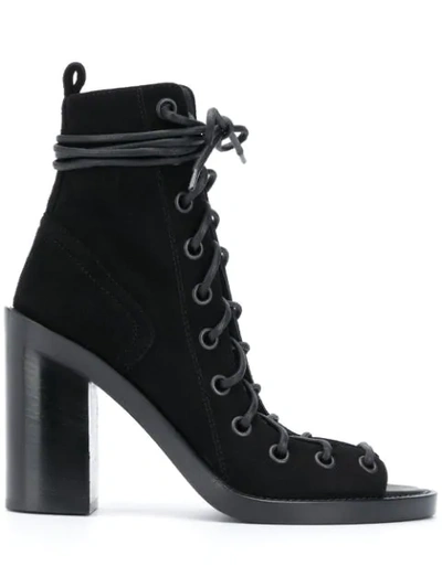 Ann Demeulemeester Suede Lace-up Ankle Boots In Black