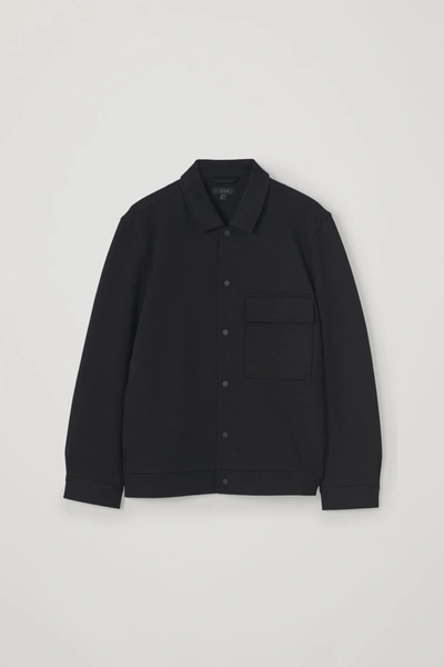 Cos Jersey Twill Shirt Jacket In Black
