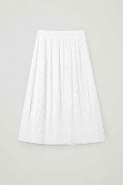 Cos Cotton Long Pleated Skirt In White