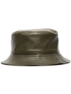 Loewe Neutral Fisherman Leather Bucket Hat In Khaki Green