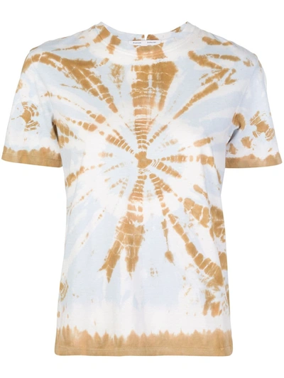 Proenza Schouler White Label Notched-nape Tie-dye Cotton-jersey T-shirt In Tobacco/sky Blue Border Tie Dye