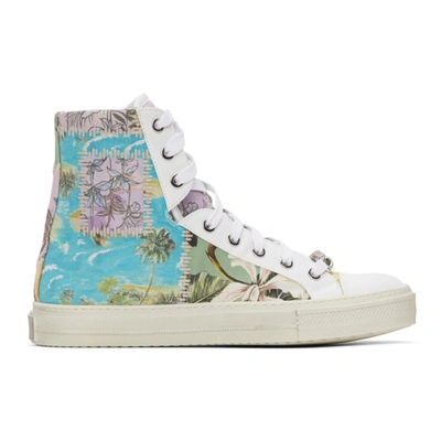 Amiri Reconstructed High-top Cotton-canvas Trainers In Porpora/verde