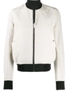 Rick Owens Reversible Satin Bomber Jacket In Neutrals