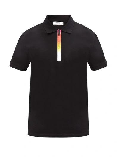 Givenchy Tye And Dye Zipped Short Sleeve Polo In Black