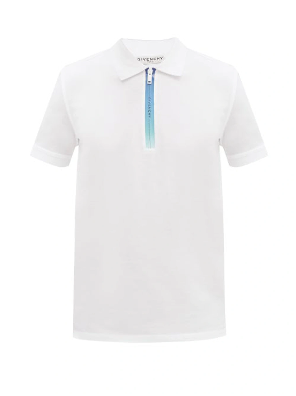 Givenchy Address Short Sleeve Zip Pique Polo In White | ModeSens