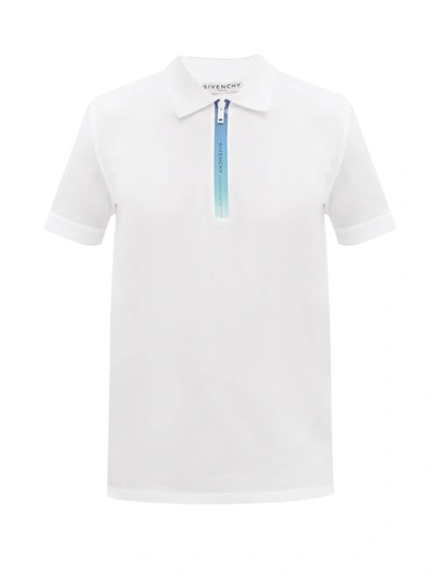 Givenchy Address Short Sleeve Zip Pique Polo In White