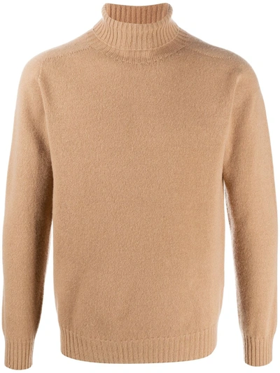 Altea Roll-neck Wool-blend Sweater In Brown
