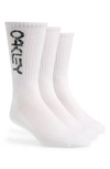 Oakley 3-pack B1b 2.0 Water Repellent Crew Socks In White