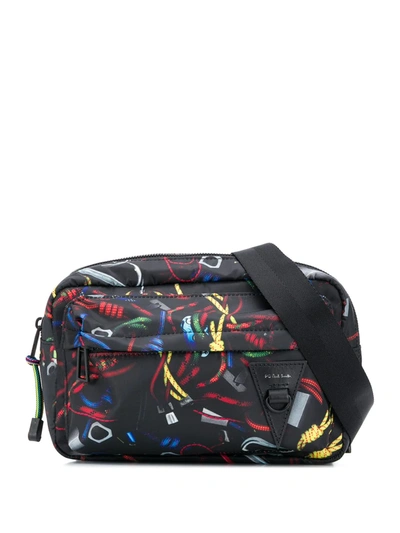 Ps By Paul Smith Abstract-print Logo Belt Bag In Black