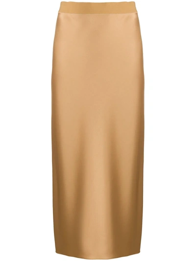 Theory Metallic-print Slip Skirt In Gold