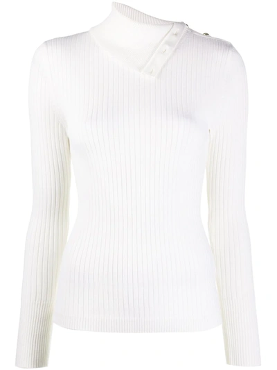 Barena Venezia Foldover Collar Ribbed-knit Top In White