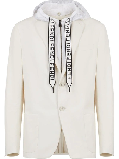 Fendi Layered-look Blazer Jacket In Neutrals