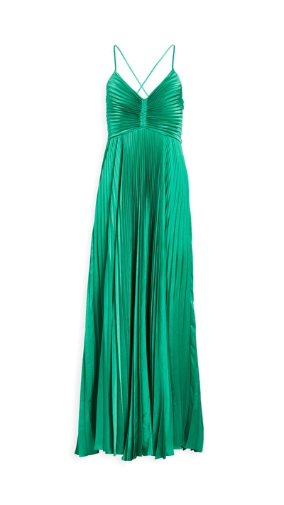 A.l.c Aries Pleated Dress In Green