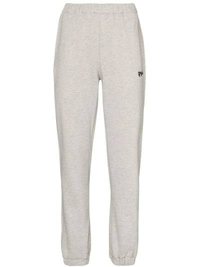 Danielle Guizio Floral-logo Embroidered Track Pants In Grau