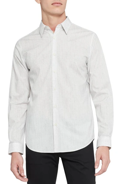 Theory Irving Slim Fit Pixelated Print Button-up Shirt In Winter White Multi