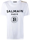 Balmain Round B Logo Print T-shirt In White