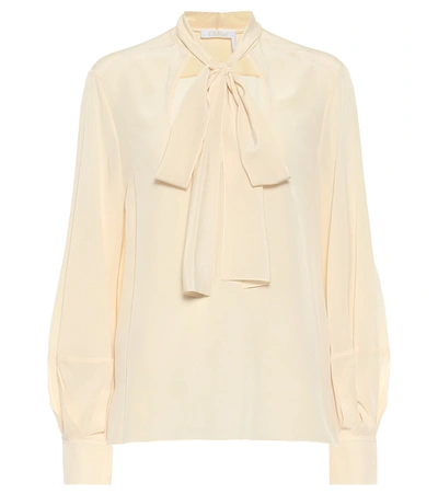 Chloé Tie-neck Silk Crêpe De Chine Blouse In Cream