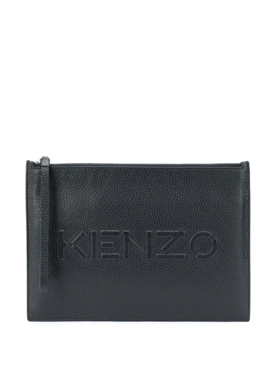 Kenzo Embossed Logo Large Clutch In Black