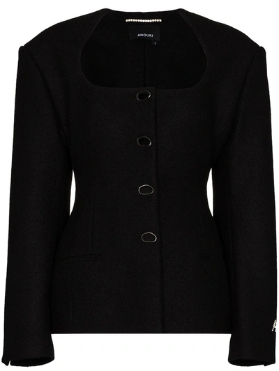 Anouki Fitted Wool Jacket In Black