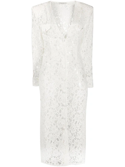 Alessandra Rich Lace Button Front Dress In White