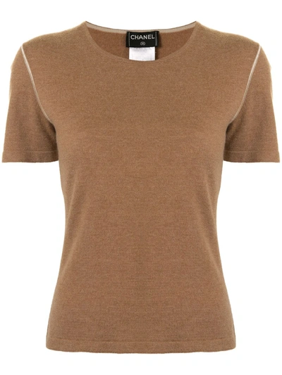 Pre-owned Chanel 1999 Round Neck Knitted Top In Brown