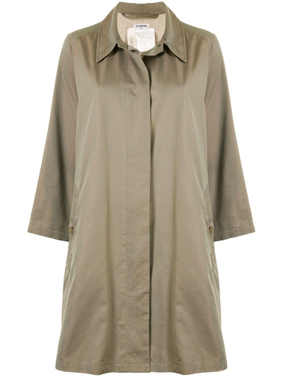 Pre-owned Chanel 1990s Thigh-length Shift Coat In Neutrals