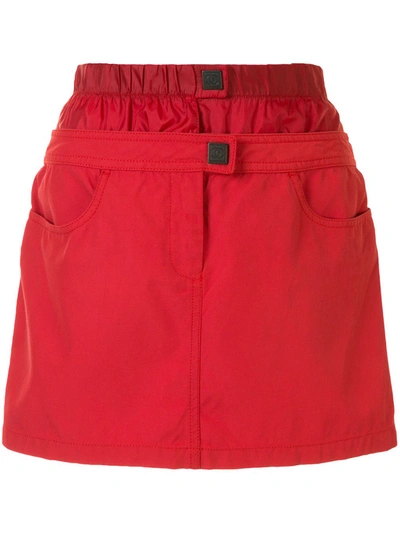 Pre-owned Chanel 2003 Sport Line Layered Skirt In Red