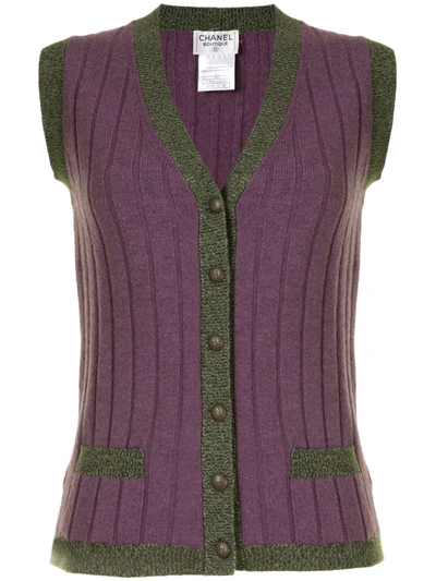 Pre-owned Chanel 1997 Knitted Waistcoat In Purple
