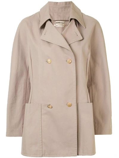 Pre-owned Hermes  Double-breasted Coat In Neutrals