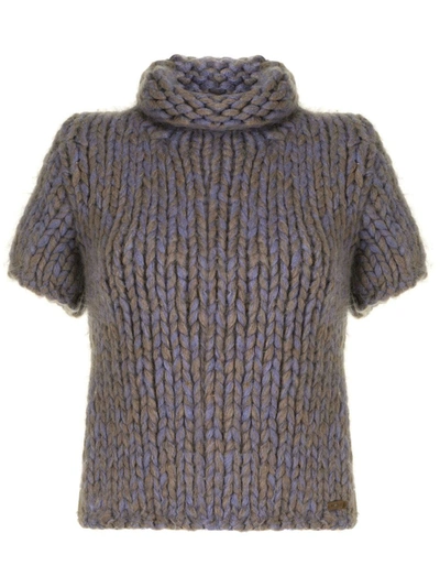 Pre-owned Chanel 2000s Roll Neck Knitted Top In Purple