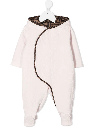 Fendi Babies' Ff Logo Lining Pyjamas In Pink