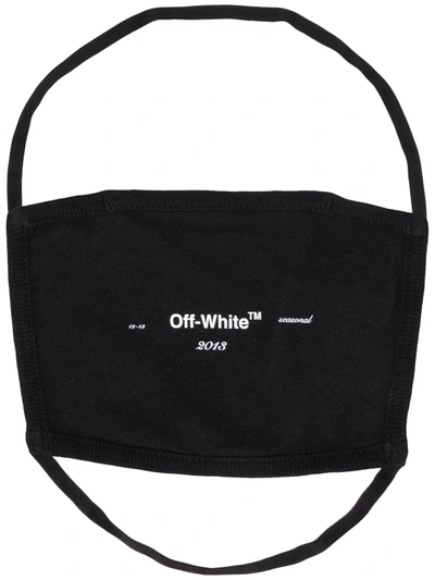 Off-white Helvetica Logo Cotton Face Mask In Black