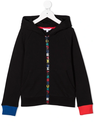 Marc Jacobs Kids' Logo Cotton Sweatshirt Hoodie In Black