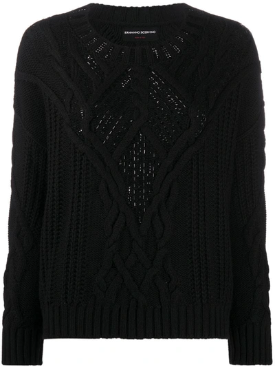 Ermanno Scervino Crystal Embellished Crewneck Sweater In Black