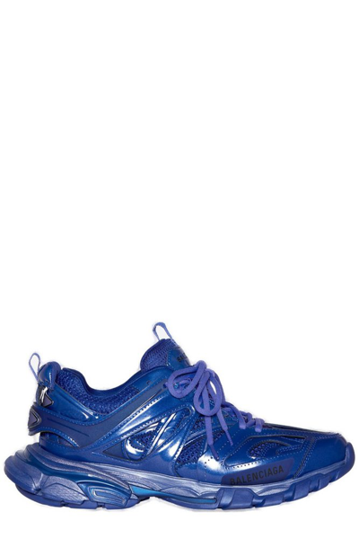 Balenciaga Track Clearsole Tech Sneakers In Dark Blue