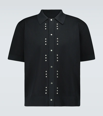 Bottega Veneta Men's Tech Jersey Rivet-placket Polo Shirt In Black