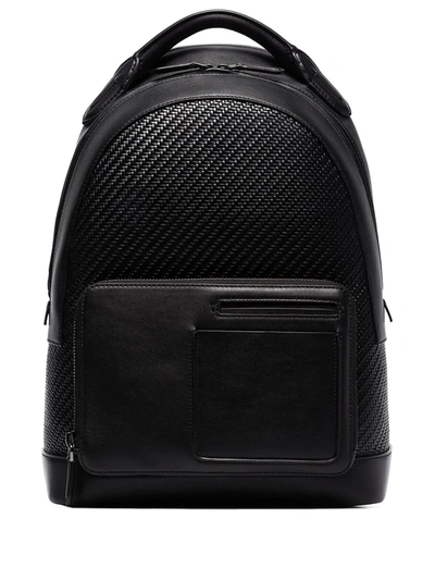 Ermenegildo Zegna Pelle Tessuta And Leather Backpack In Black