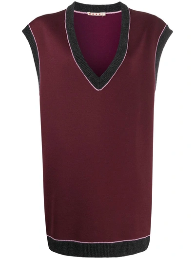 Marni Oversized V-neck Vest In Purple