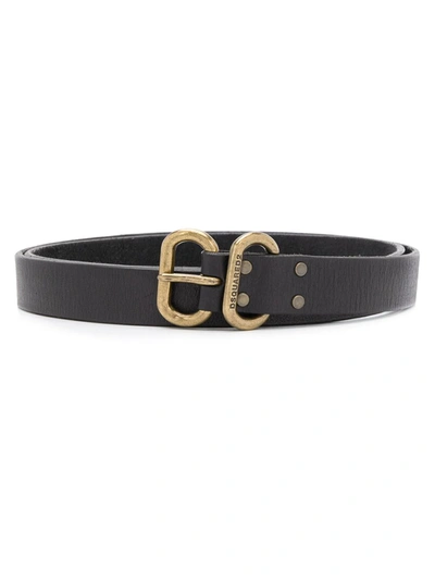 Dsquared2 Leather Buckle Belt In 黑色
