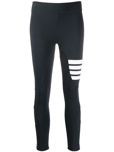 Thom Browne Compression Tights With 4-bar In Polyamide Stretch Interlock In Charcoal