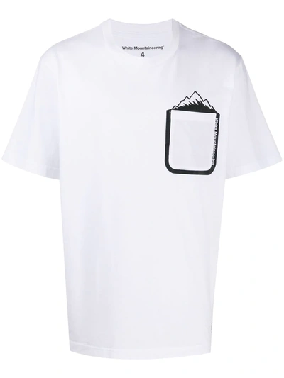 White Mountaineering Mountain Print Pocket T-shirt In White